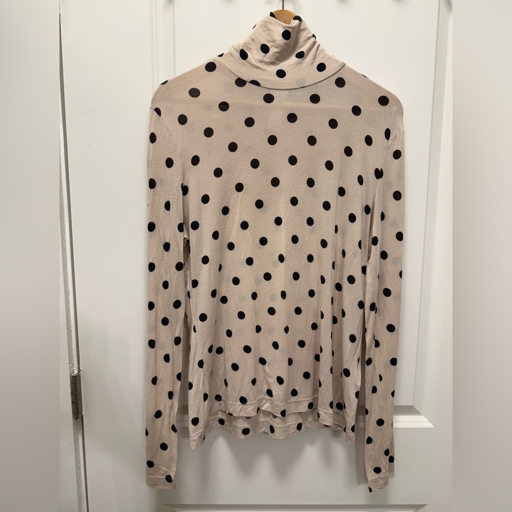 H&M Beige and Black Polka Dot Turtleneck Top